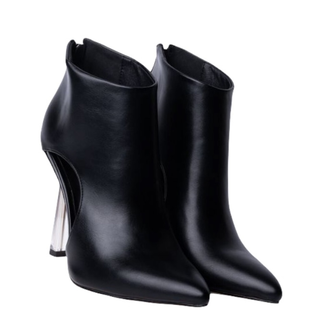 Azalea Wang Black Vegan Leather High Heel Ankle Booties - Picture 4 of 5